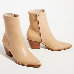 New Matisse Anthropologie Caty Western 8 M Tan Butter Leather Zip Ankle Booties